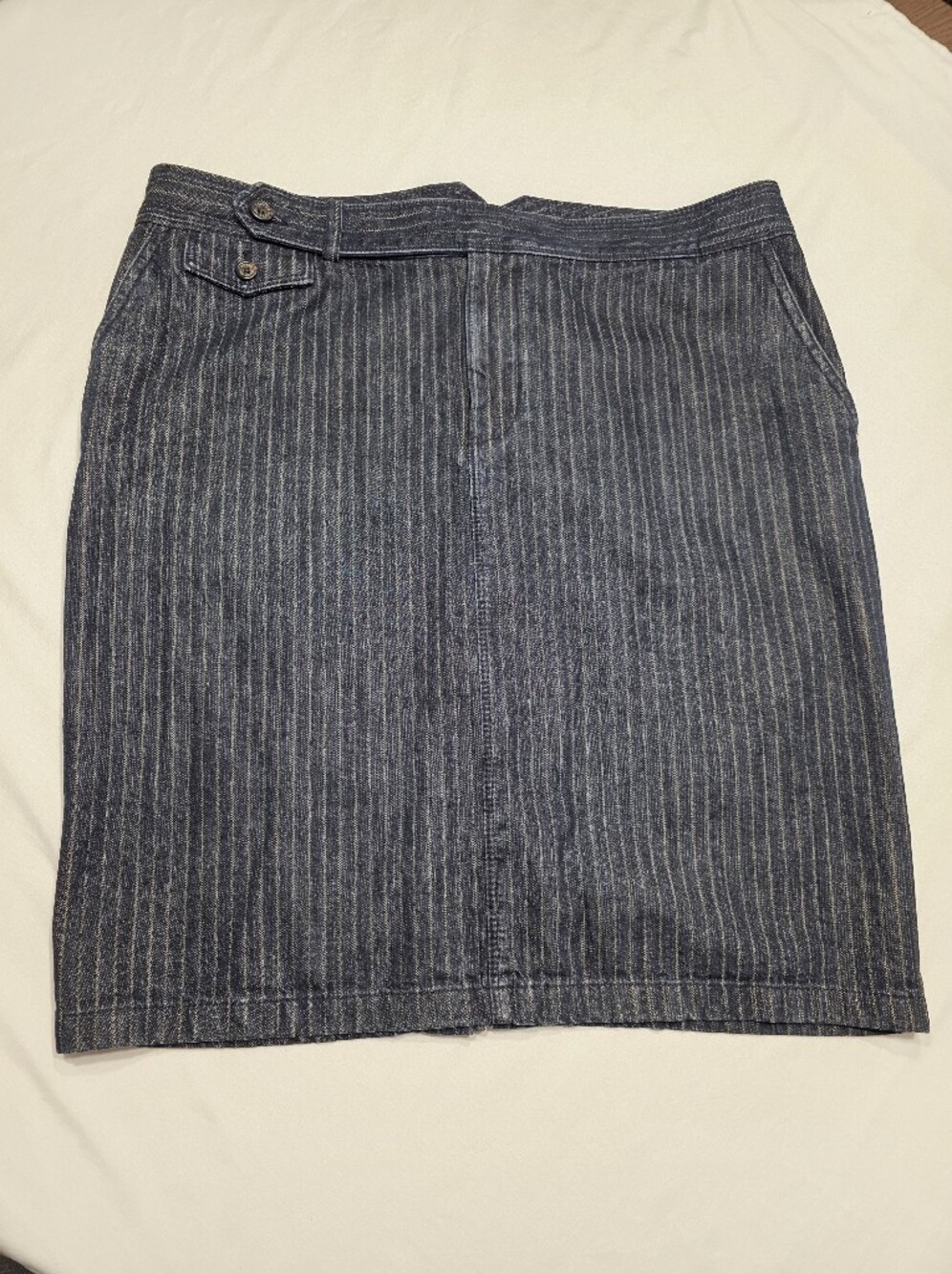 90s Vintage Lauren Ralph Lauren Striped Denim Skirt Size 16